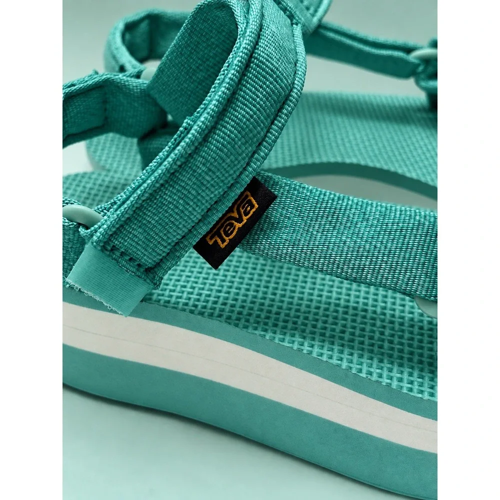 Teva Platform Sandals Women's Size 5 Teal Green Flatform Universal Strappy Retro